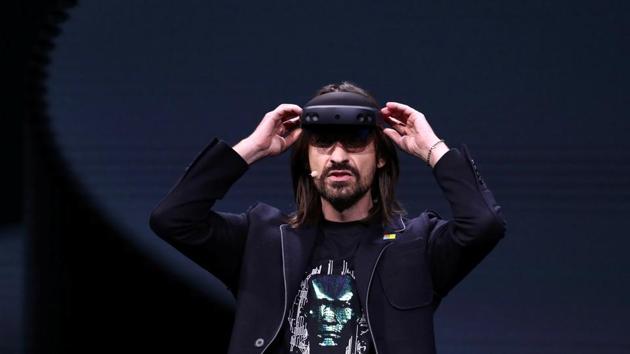 Microsoft's Alex Kipman, the man responsible for the HoloLens augmented reality device, presents the HoloLens 2 ahead of the Mobile World Congress in Barcelona, Spain February 24, 2019.