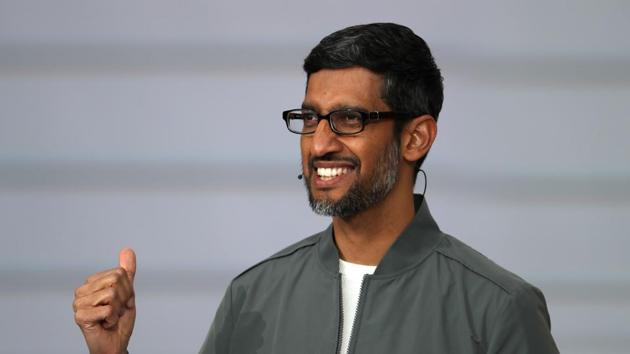 Google CEO Sundar Pichai delivers the keynote address at the 2019 Google I/O conference at Shoreline Amphitheatre on May 07, 2019 in Mountain View, California. The annual Google I/O Conference runs through May 8.