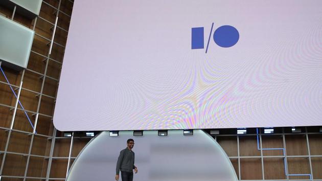 Google CEO Sundar Pichai delivers the keynote address at the 2019 Google I/O conference at Shoreline Amphitheatre on May 07, 2019 in Mountain View, California. The annual Google I/O Conference runs through May 8.