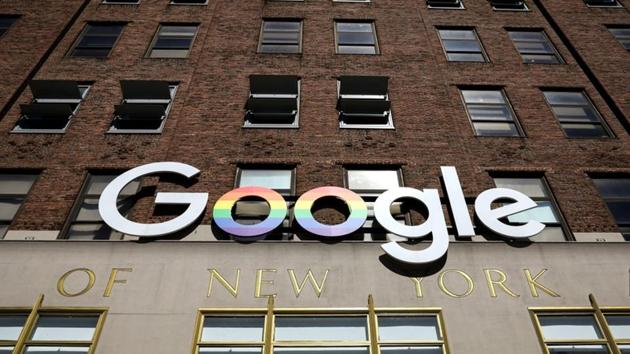 The Google logo is displayed outside the company offices in New York, U.S., June 4, 2019.