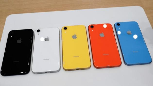 The various colors of newly released Apple iPhone XR are seen following the product launch event at the Steve Jobs Theater in Cupertino, California, U.S. September 12, 2018.