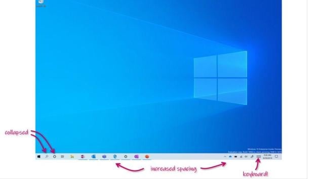 New tablet experience on Windows 10.