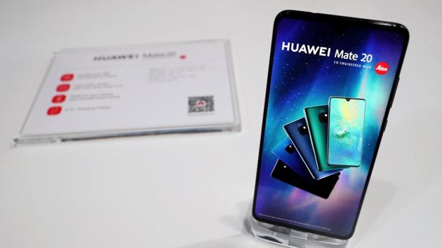 The Huawei Mate 20 smartphone is seen on display at a launch event in London, Britain, October 16, 2018.