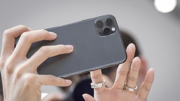 An attendee views the Apple Inc. iPhone 11 Pro Max smartphone after an event in Cupertino, California, U.S., on Tuesday, Sept. 10, 2019.