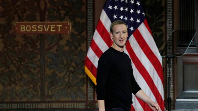 Facebook Chairman and CEO Mark Zuckerberg arrives to address the audience on 