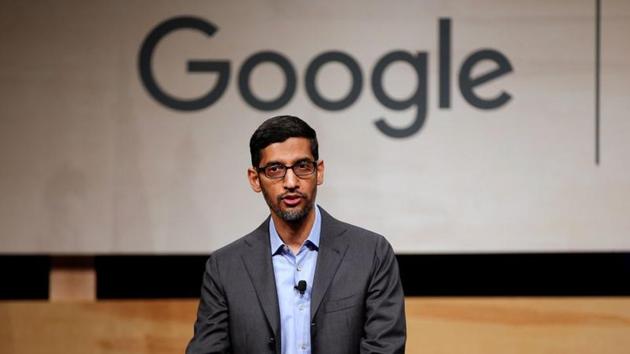 Google CEO Sundar Pichai speaks during signing ceremony committing Google to help expand information technology education at El Centro College in Dallas, Texas.