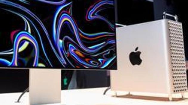 Apple's new Mac Pro sits on display in the showroom during Apple's Worldwide Developer Conference (WWDC) in San Jose, California.