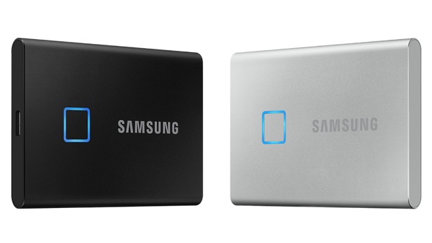 Samsung has just unveiled a portable Solid State Drive of SSD - the SSD T7 Touch that comes with a  built-in fingerprint scanner for security at CES 2020.