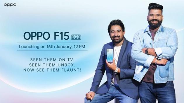 Oppo F15 launch event will begin at 12PM in India.