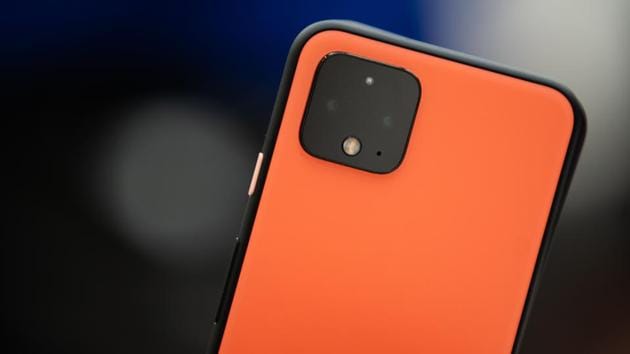 The Pixel 4 smartphone is displayed during the Made by Google event in New York, U.S., on Tuesday, Oct. 15, 2019. Google is going back to basics for its latest laptop: a standard clam-shell design that moves away from the previous foldable, tablet-style Pixelbook.