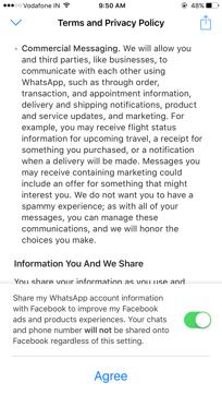 According to WhatsApp, the new policy will share the registered phone number and the last time the user had used the service. 
