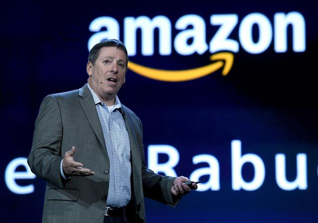 Vice President of Amazon Alexa Steve Rabuchin speaks during a keynote address by CEO of Huawei Consumer Business Group Richard Yu (not pictured) delivers a keynote address at CES 2017 at The Venetian Las Vegas. Vice President of Amazon Alexa Steve Rabuchin speaks during a keynote address by CEO of Huawei Consumer Business Group Richard Yu (not pictured) delivers a keynote address at CES 2017 at The Venetian Las Vegas.