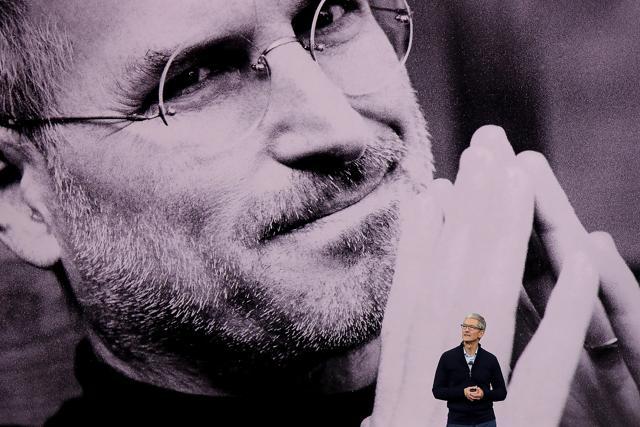 Apple CEO pays homage to the company's founder Steve Jobs during the special event. Apple CEO pays homage to the company's founder Steve Jobs during the special event.