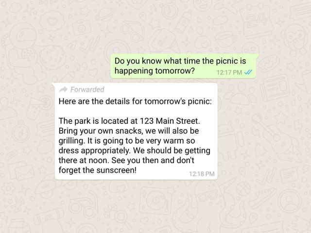 Starting today, WhatsApp will indicate which messages you receive have been forwarded to you. Starting today, WhatsApp will indicate which messages you receive have been forwarded to you.