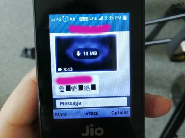 A look at WhatsApp chat on JioPhone. A look at WhatsApp chat on JioPhone.