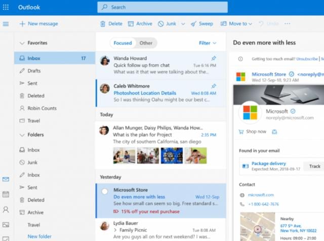 Microsoft Outlook on the new Windows 10 October 2018 update. Microsoft Outlook on the new Windows 10 October 2018 update.