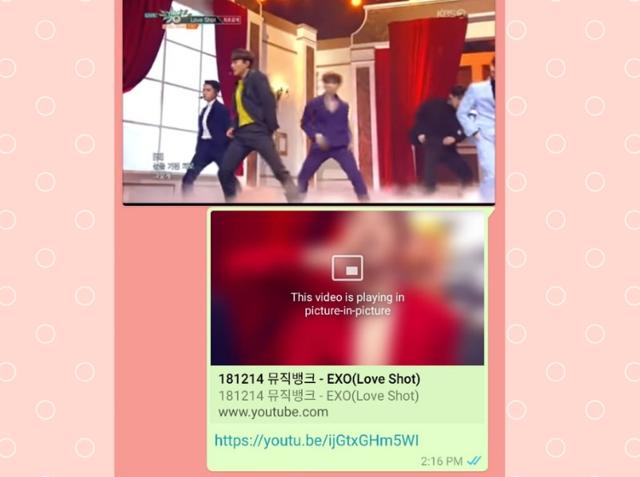 WhatsApp Picture-in-Picture mode on a YouTube video. 