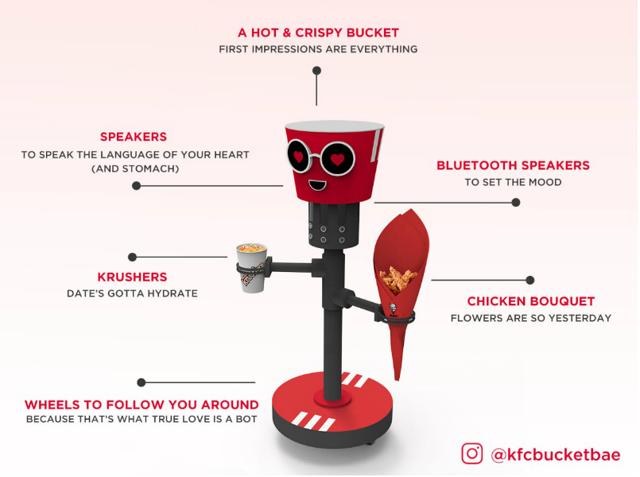 KFC Bucket Bae features chicken, krushers, Bluetooth speaker and more. KFC Bucket Bae features chicken, krushers, Bluetooth speaker and more.