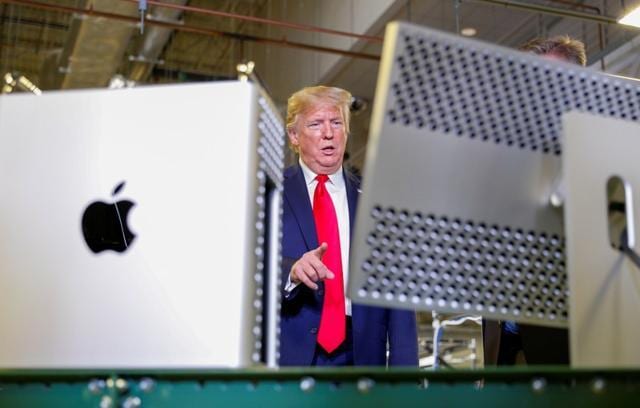 US President Donald Trump tours Apple's Mac Pro manufacturing plant in Austin, Texas. US President Donald Trump tours Apple's Mac Pro manufacturing plant in Austin, Texas.