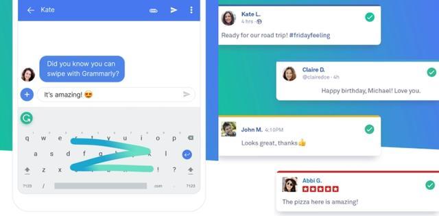 Grammarly also supports swipe typing Grammarly also supports swipe typing
