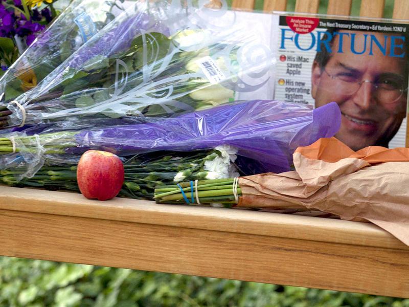 A memorial outside Apple headquarters is set on a bench following the death of Apple Inc founder Steve Jobs in Cupertino, California. A memorial outside Apple headquarters is set on a bench following the death of Apple Inc founder Steve Jobs in Cupertino, California.