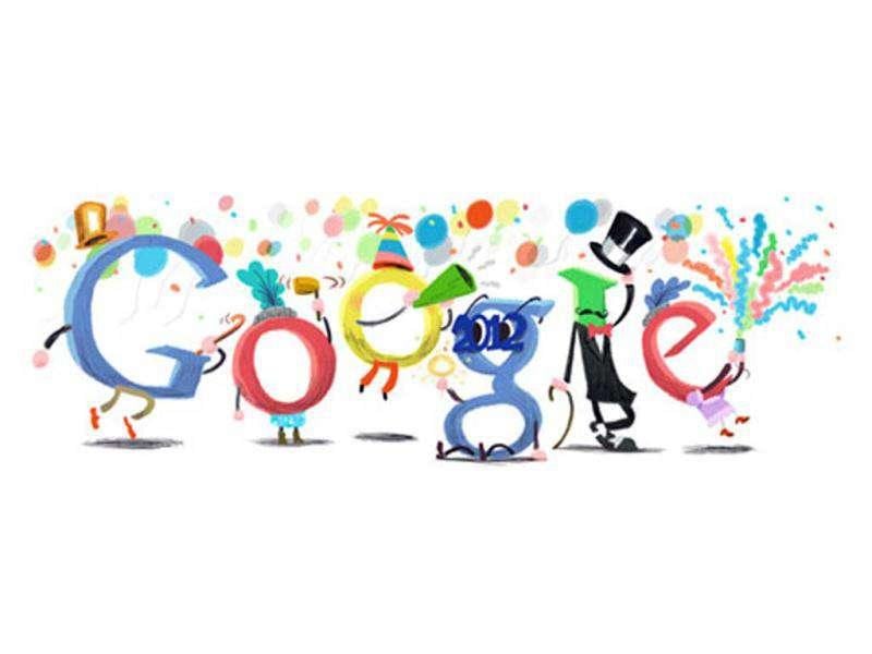 Google doodle welcomes 2012 with party