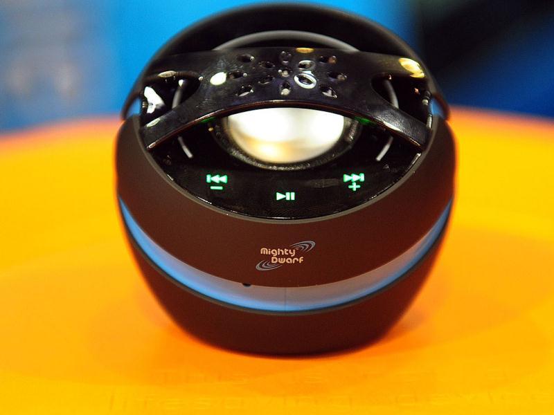 The Mighty Dwarf Blue II, an innovative little speaker that uses vibration resonance instead of traditional speaker membrane, is displayed on the opening day of the International Consumer Electronics Show in Las Vegas, Nevada. AFP/Frederic J Brown The Mighty Dwarf Blue II, an innovative little speaker that uses vibration resonance instead of traditional speaker membrane, is displayed on the opening day of the International Consumer Electronics Show in Las Vegas, Nevada. AFP/Frederic J Brown