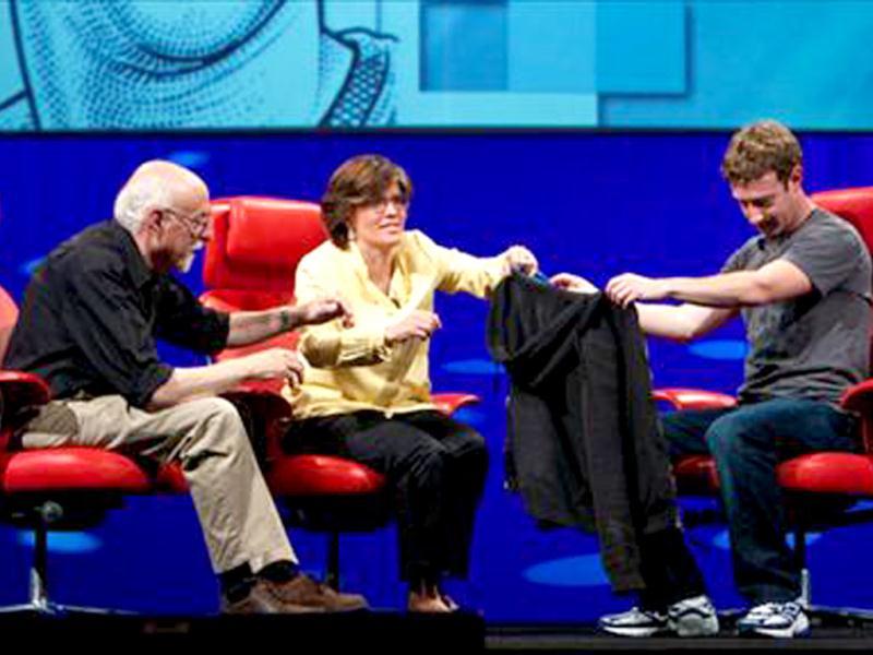 June 3, 2010 - Zuckerberg sweats profusely as he takes questions about Facebook's privacy policy while onstage at the All Things Digital conference. June 3, 2010 - Zuckerberg sweats profusely as he takes questions about Facebook's privacy policy while onstage at the All Things Digital conference.