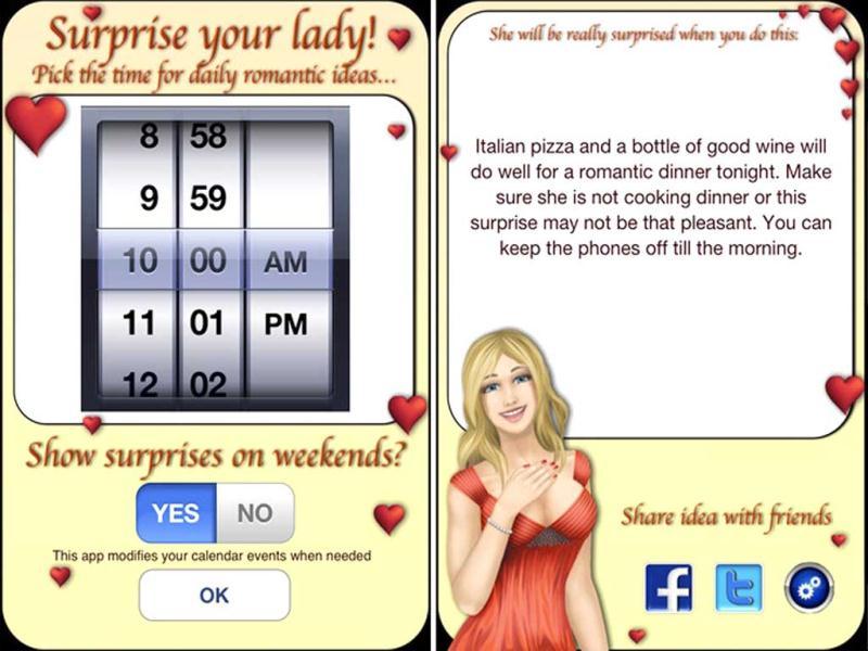 Aah! Romantic: The app is targeting men who would like to get advice on surprising their partner and as a result enjoy better quality of relationship. Aah! Romantic: The app is targeting men who would like to get advice on surprising their partner and as a result enjoy better quality of relationship.