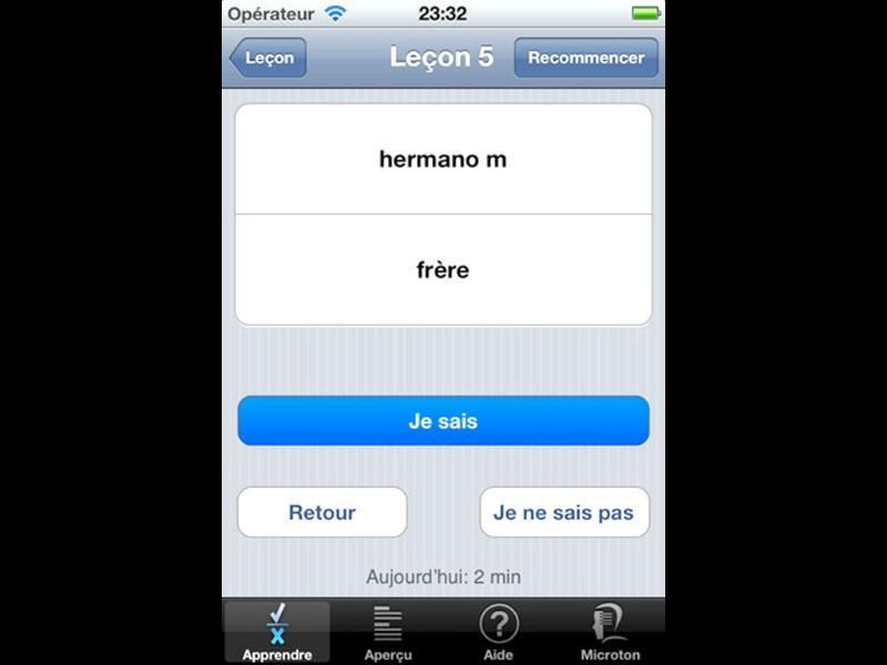 iEspagnol is a Spanish-language learning aid for French speakers; it includes flash cards, vocabulary-based games and other learning tools. Photo: AFP iEspagnol is a Spanish-language learning aid for French speakers; it includes flash cards, vocabulary-based games and other learning tools. Photo: AFP