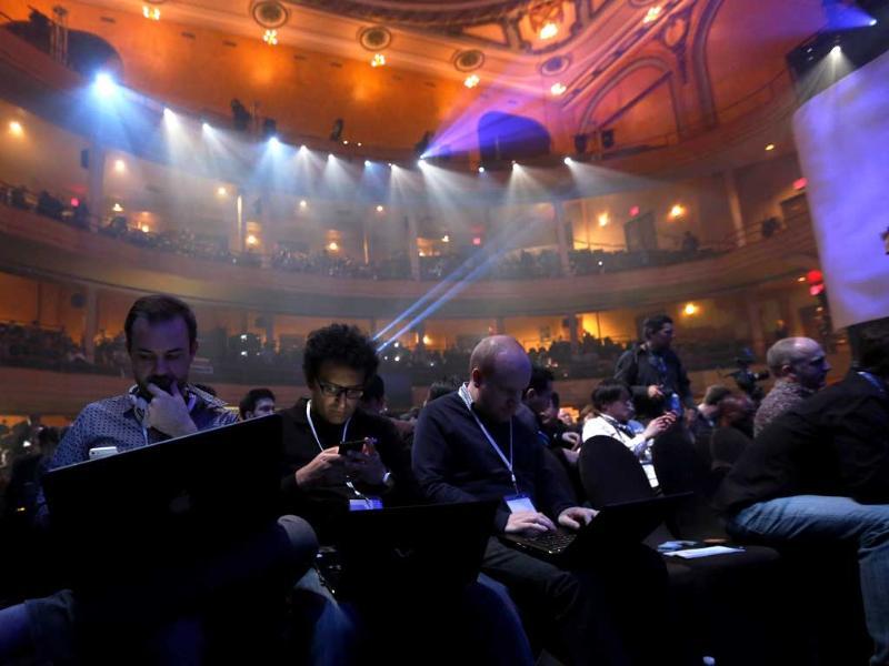 People are seated before the unveiling of the PlayStation 4 launch event in New York, February 20, 2013. Sony Corp is expected to showcase a new PlayStation console on Wednesday in a pre-emptive strike against Microsoft Corp's bid to make its Xbox the world's leading hub for household entertainment. Reuters/Brendan McDermid People are seated before the unveiling of the PlayStation 4 launch event in New York, February 20, 2013. Sony Corp is expected to showcase a new PlayStation console on Wednesday in a pre-emptive strike against Microsoft Corp's bid to make its Xbox the world's leading hub for household entertainment. Reuters/Brendan McDermid