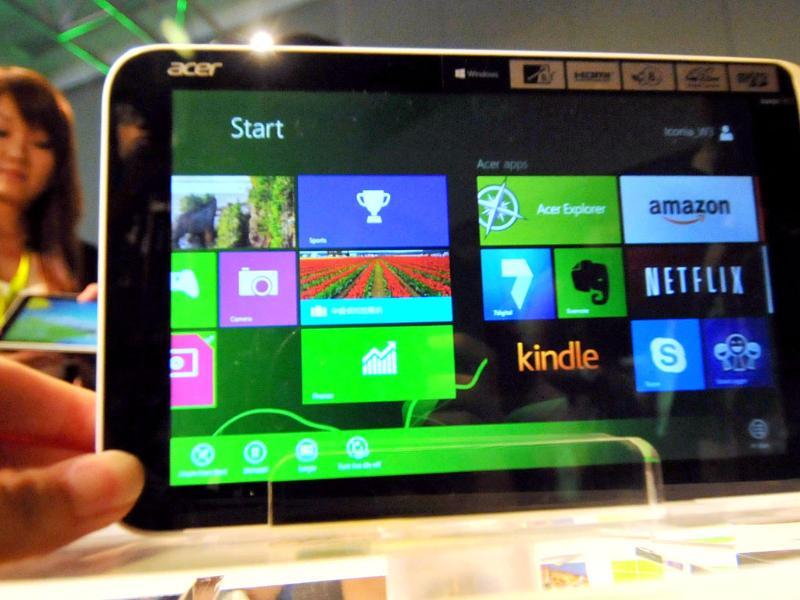 A new tablet by Taiwan's Acer, called the Iconia W3, is displayed during a press conference ahead of the opening of the Computex trade fair in Taipei. Photo: AFP / Mandy Cheng A new tablet by Taiwan's Acer, called the Iconia W3, is displayed during a press conference ahead of the opening of the Computex trade fair in Taipei. Photo: AFP / Mandy Cheng