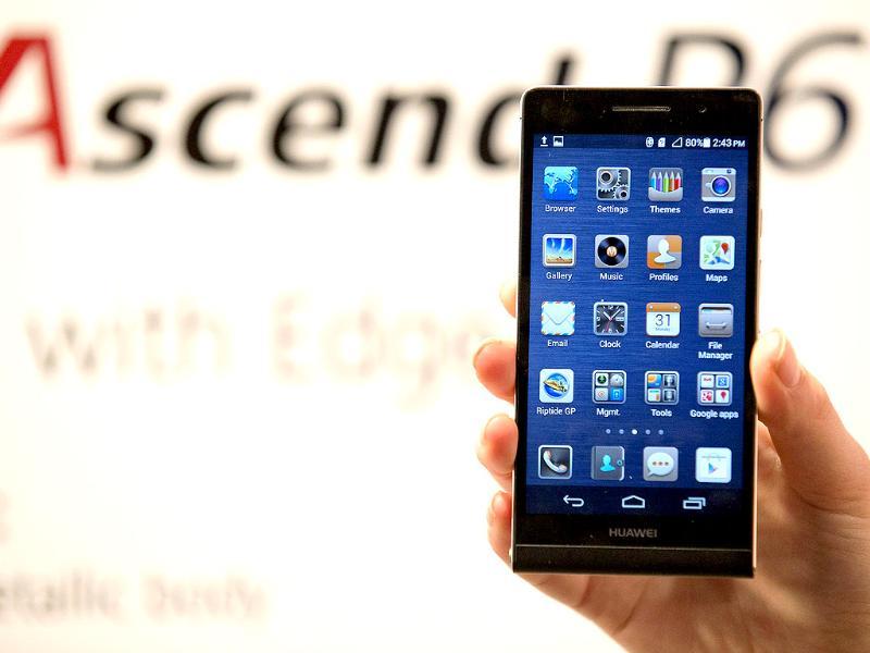 The new Huawei Ascend P6 smartphone is diplayed at the global launch in London. Photo: AFP / Justin Tallis The new Huawei Ascend P6 smartphone is diplayed at the global launch in London. Photo: AFP / Justin Tallis
