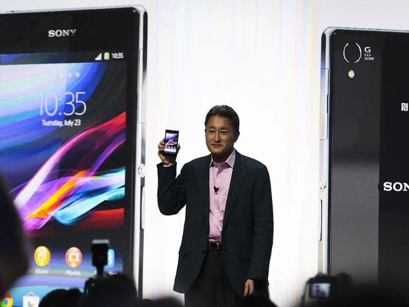 Kazuo Hirai, President and CEO of Sony presents the new Sony Xperia Z1 smartphone at an event ahead of the IFA, one of the world's largest trade fairs for consumer electronics and electrical home appliances in Berlin. Photo: AP/Markus Schreiber Kazuo Hirai, President and CEO of Sony presents the new Sony Xperia Z1 smartphone at an event ahead of the IFA, one of the world's largest trade fairs for consumer electronics and electrical home appliances in Berlin. Photo: AP/Markus Schreiber
