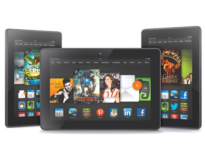 The 8.9-inch Amazon Kindle HDX tablet computer, center, the 7-inch Kindle HDX, left, and the updated Kindle HD. Photo: AP/Amazon.com The 8.9-inch Amazon Kindle HDX tablet computer, center, the 7-inch Kindle HDX, left, and the updated Kindle HD. Photo: AP/Amazon.com