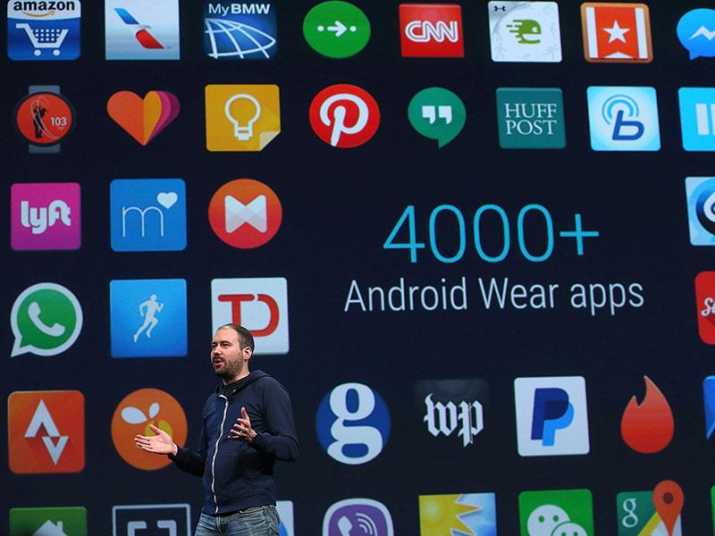 Google Android Wear director David Singleton announces Androidwear updates during the 2015 Google I/O conference in San Francisco. Photo: AFP/Justin Sullivan Google Android Wear director David Singleton announces Androidwear updates during the 2015 Google I/O conference in San Francisco. Photo: AFP/Justin Sullivan