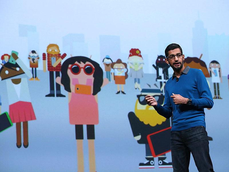 Google senior vice president of product Sundar Pichai delivers the keynote address during the 2015 Google I/O conference in San Francisco. Photo: AFP / Justin Sullivan Google senior vice president of product Sundar Pichai delivers the keynote address during the 2015 Google I/O conference in San Francisco. Photo: AFP / Justin Sullivan