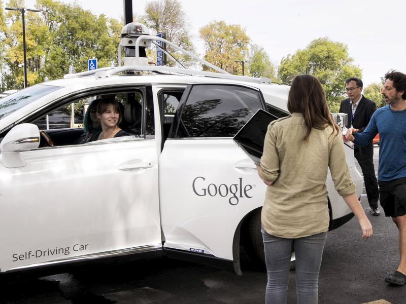 While Google co-founder Sergey Brin rode a standard Lexus retrofitted with self-driving technology. (REUTERS) While Google co-founder Sergey Brin rode a standard Lexus retrofitted with self-driving technology. (REUTERS)