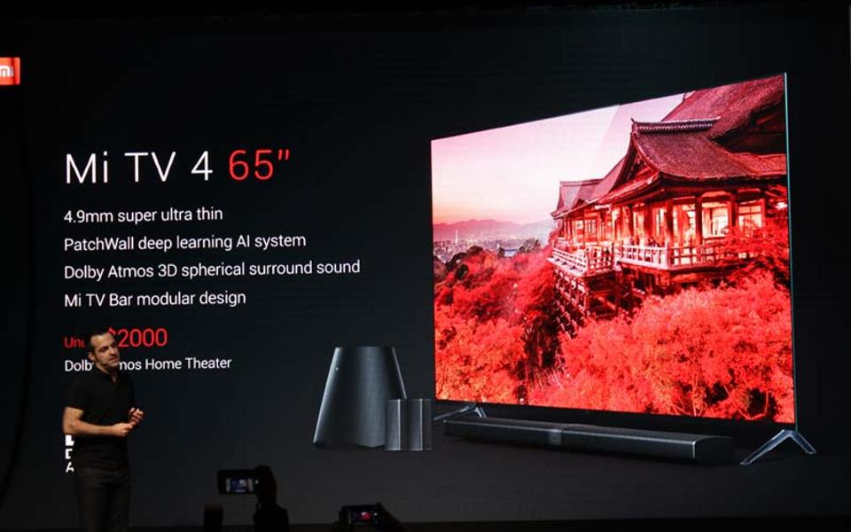 Hugo Barra, vice-president of Xiaomi global, showcases the new Mi 4 TV.