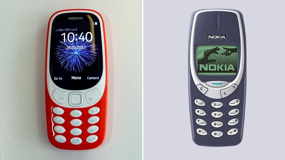 A combination photo of the new Nokia 3310 and the old version of the phone carrying the same moniker.
