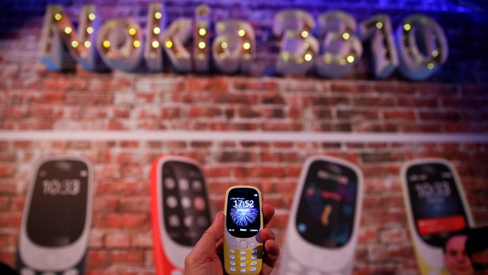 A Nokia 3310 device is displayed after its presentation ceremony at Mobile World Congress in Barcelona, Spain.