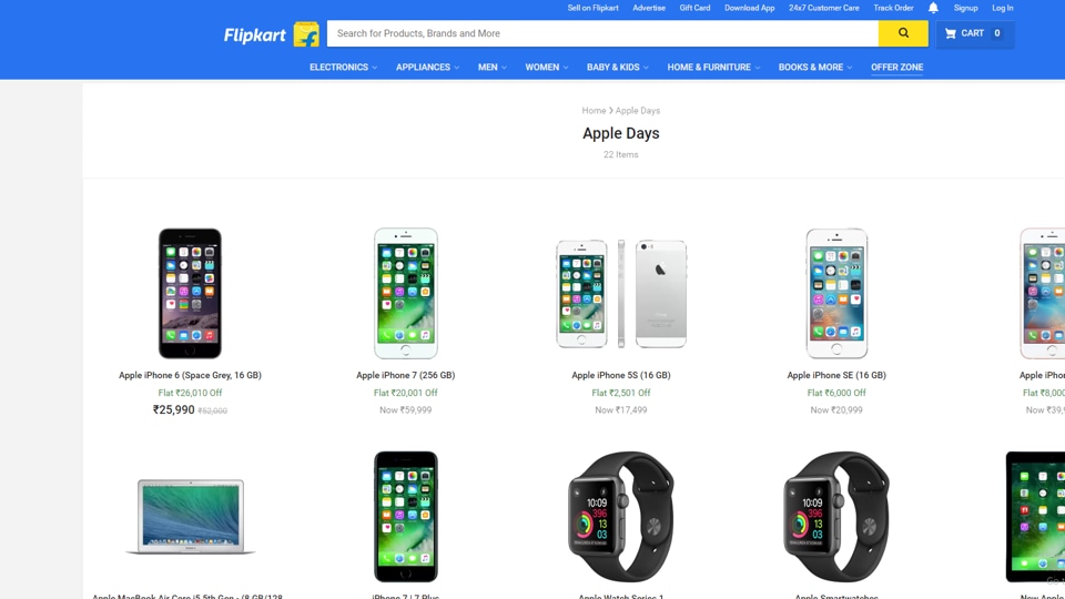 Apple is offering varying discounts on its products on Flipkart as part of Apple Days sale.