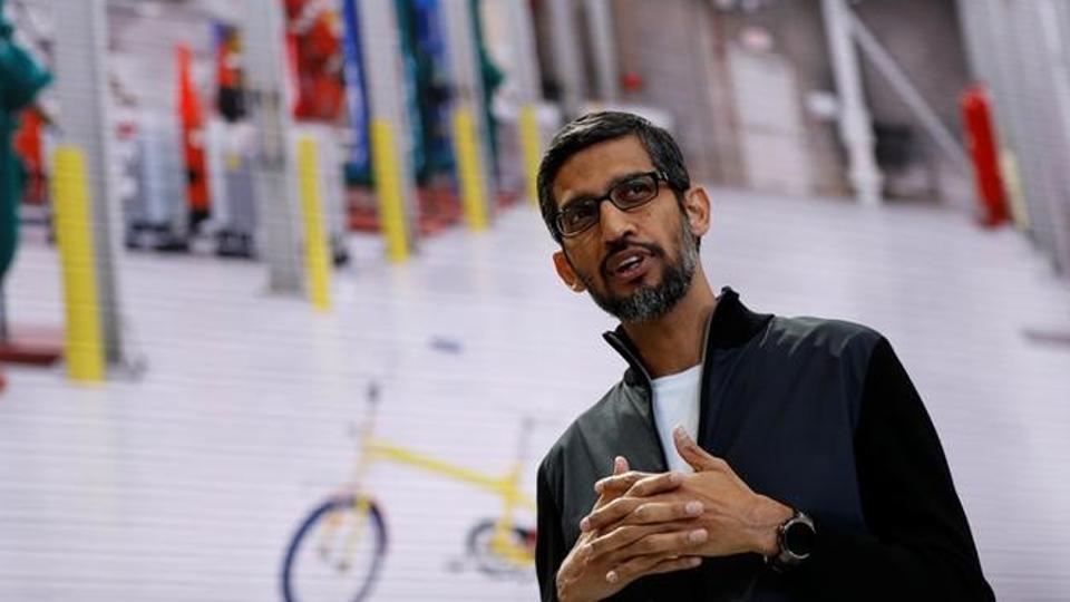 Google CEO Sundar Pichai during the annual Google I/O developers conference in San Jose, California, in May.