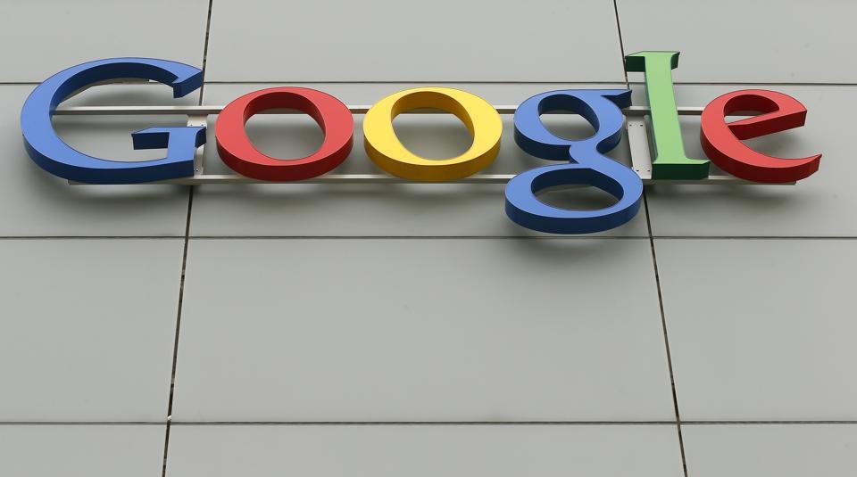 A logo is pictured at Google's European Engineering Center in Zurich April16, 2015.