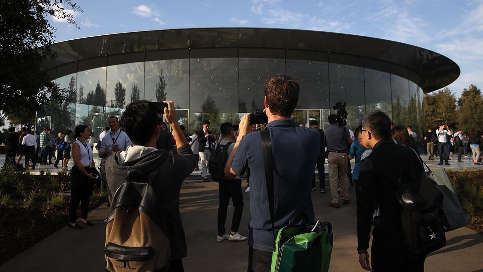 A view of the Steve Jobs Theatre at Apple Park in Cupertino, California. A view of the Steve Jobs Theatre at Apple Park in Cupertino, California.