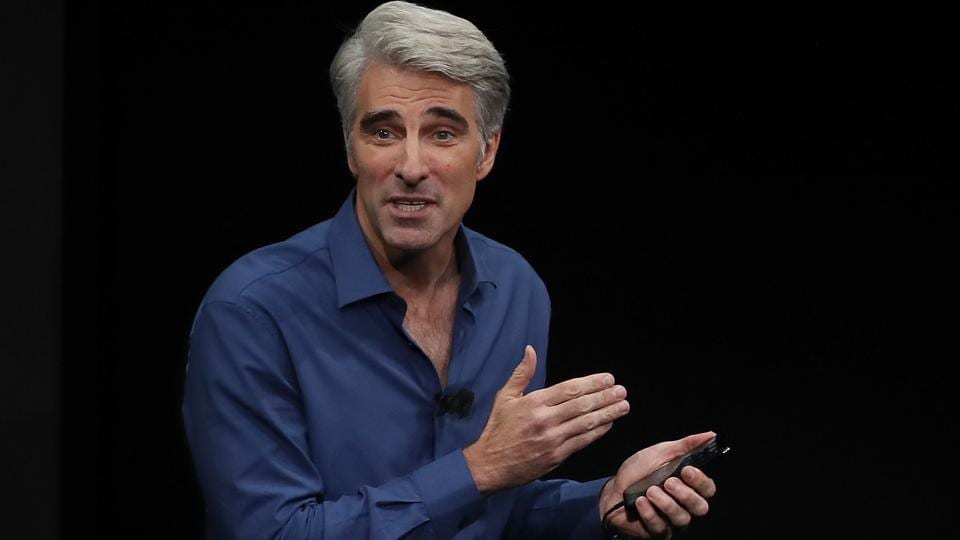 Apple's senior vice president of Software Engineering Craig Federighi speaks during an Apple special event at the Steve Jobs Theatre on the Apple Park campus on September 12.