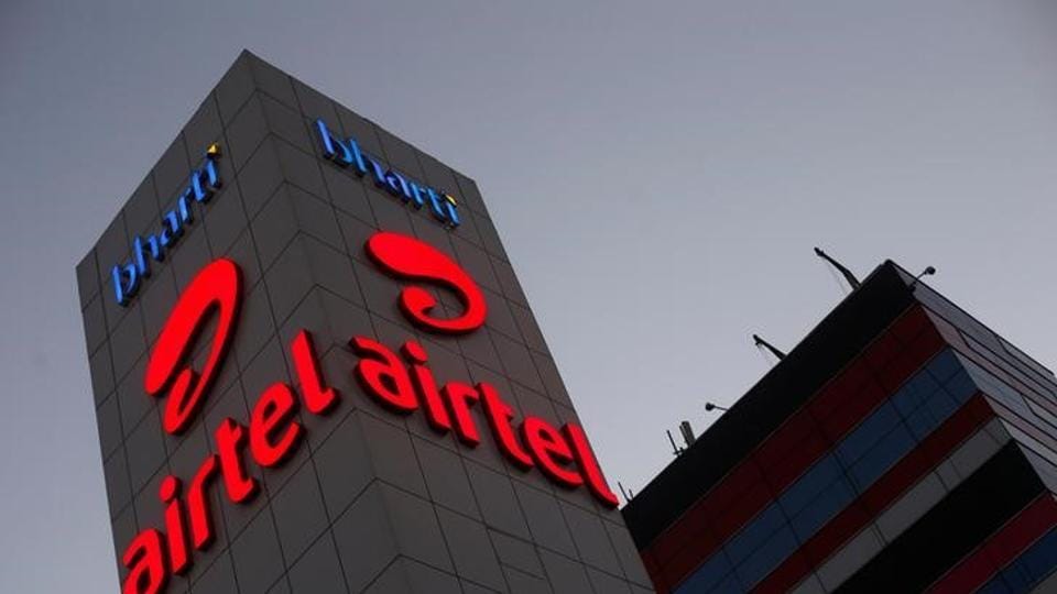A Bharti Airtel office building is pictured in Gurugram on the outskirts of New Delhi.