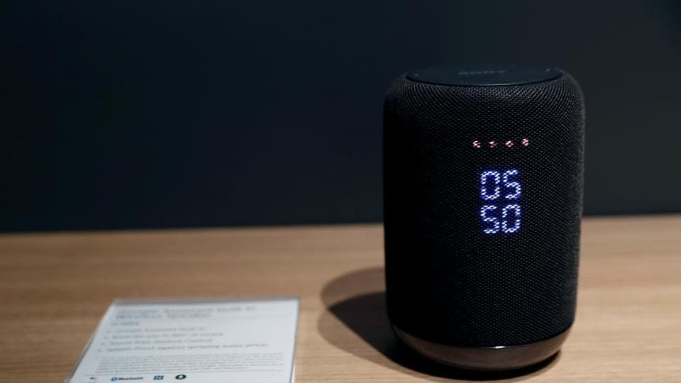 A Sony smartspeaker with Google Assistant built-in is displayed at the Sony booth during the 2018 CES in Las Vegas, Nevada, U.S. January 8, 2018.