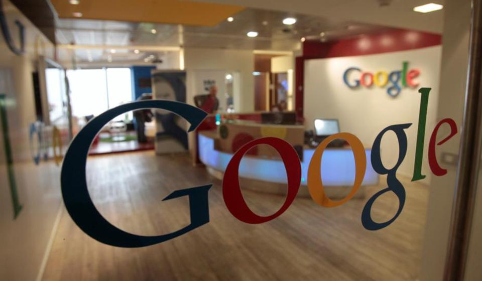 The Google logo is seen on a door at the company’s office in Tel Aviv