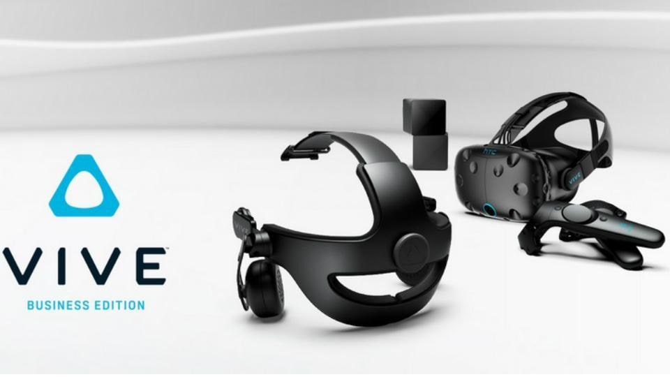 HTC Vive Business Edition features four face cushions, two wireless controllers and two base stations